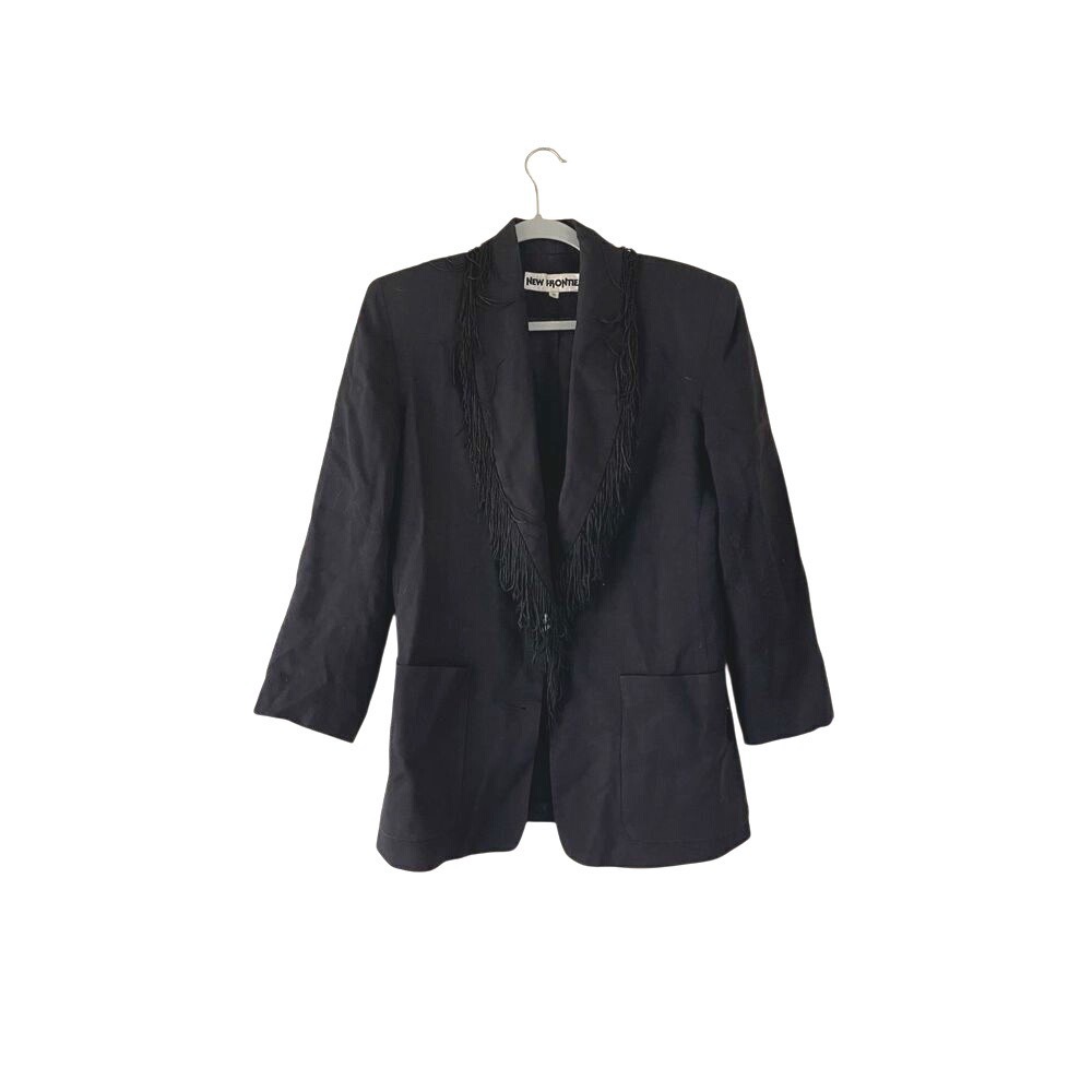 Vintage women's wester cowgirl grunge Black‎ Fringe Blazer Jacket Women's Size S